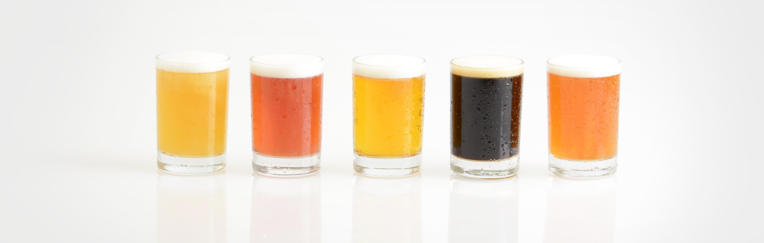 Assortment of different colored beers