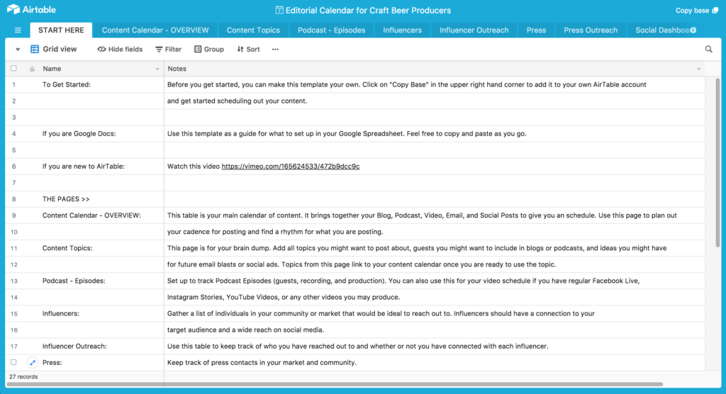 Free Editorial Calendar Template