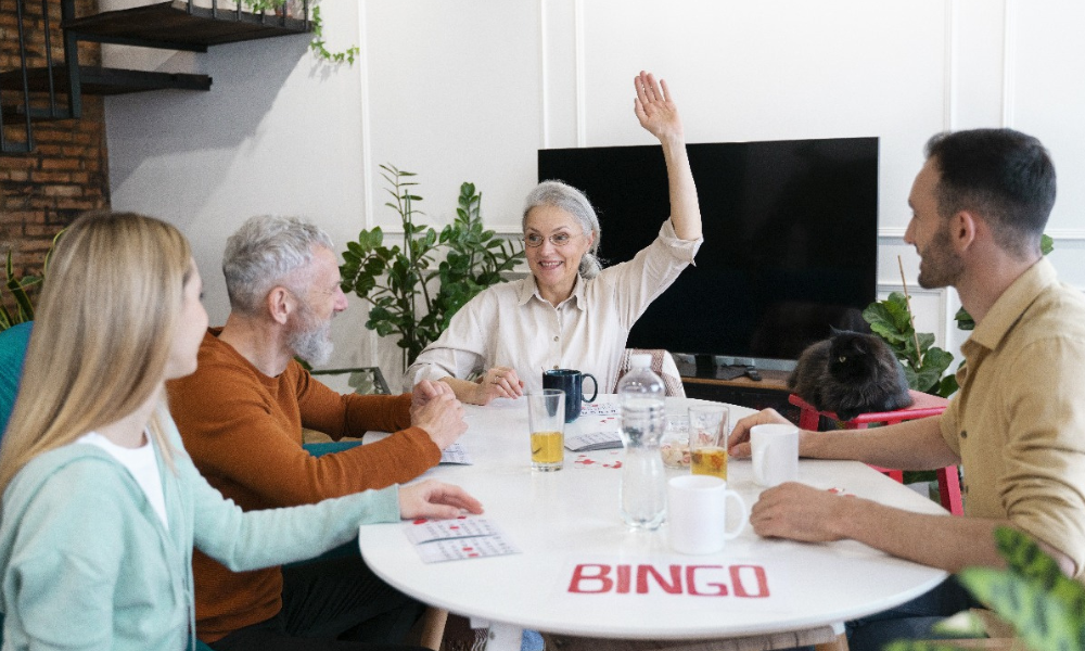 Senior citizens playing group activities